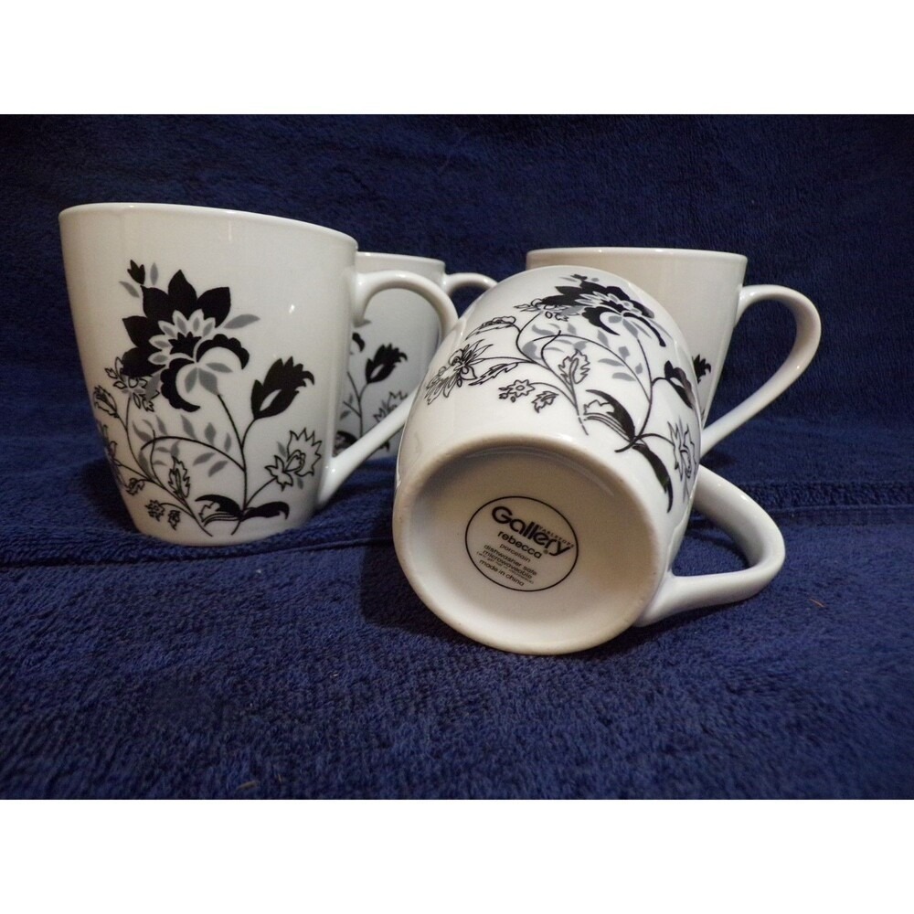 Gallery "Rebecca" White & Black Coffee Mugs Set‎ of 4